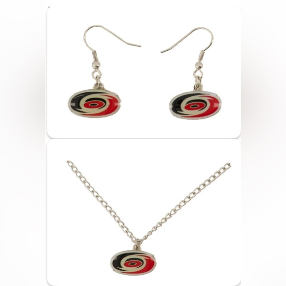 Carolina Hurricanes Earrings and Necklace Set - Brand New - NHL Licensed - Picture 1 of 3
